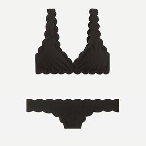 J Crew Scalloped Bikini Set - Black - size M - NWT